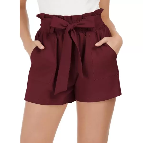 imageGRACE KARIN Women Summer Casual Shorts with Pockets Bowknot Tie WaistCl93wine