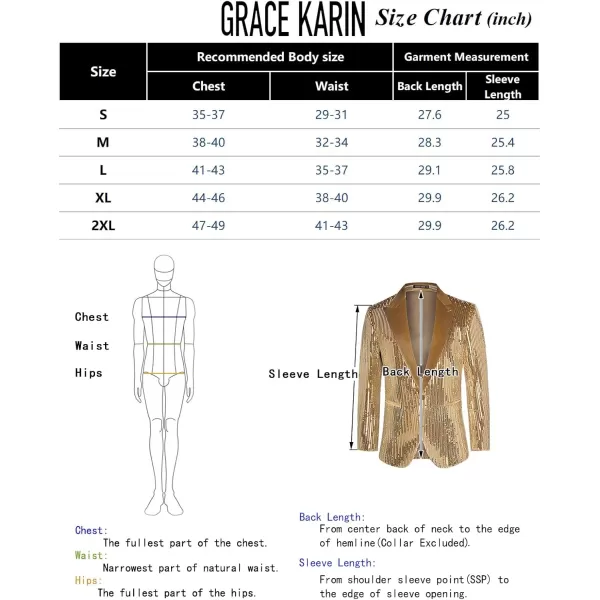 imageGRACE KARIN Mens Shiny Sequin Blazer Tuxedo One Button Slim Fit Suit Jacket for PartyPromWeddingBlack