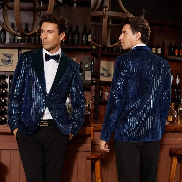 imageGRACE KARIN Mens Shiny Sequin Blazer Tuxedo One Button Slim Fit Suit Jacket for PartyPromWeddingRoyal Blue