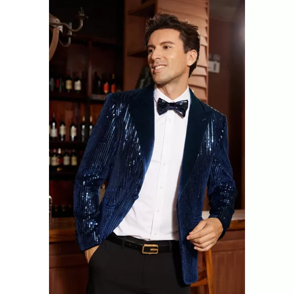 imageGRACE KARIN Mens Shiny Sequin Blazer Tuxedo One Button Slim Fit Suit Jacket for PartyPromWeddingRoyal Blue