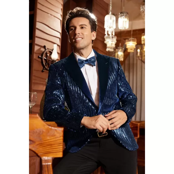 imageGRACE KARIN Mens Shiny Sequin Blazer Tuxedo One Button Slim Fit Suit Jacket for PartyPromWeddingRoyal Blue