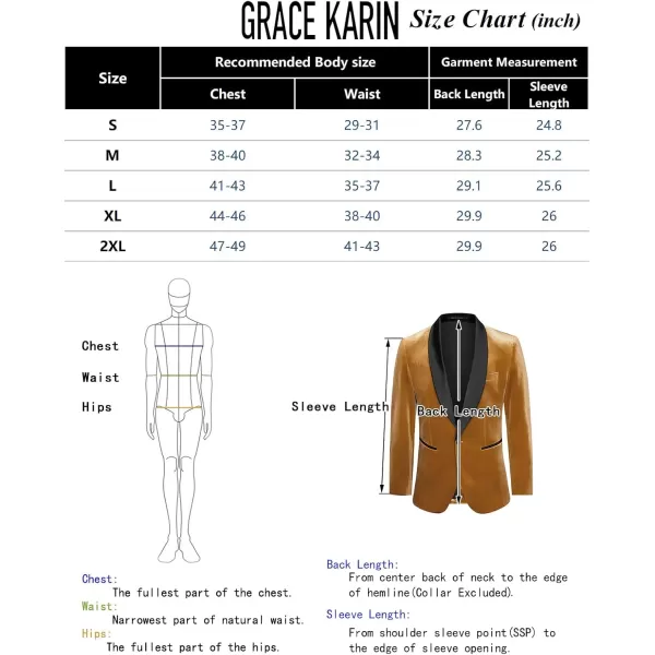 imageGRACE KARIN Mens Velvet Blazer One Button Shawl Lapel Slim Fit Suit Jacket Sport Coat Dinner Party Prom Wedding TuxedoBlack