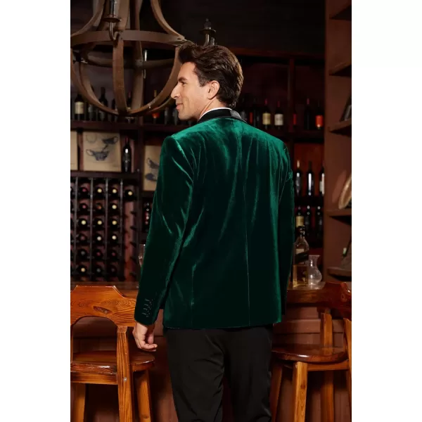 imageGRACE KARIN Mens Velvet Blazer One Button Shawl Lapel Slim Fit Suit Jacket Sport Coat Dinner Party Prom Wedding TuxedoGreen