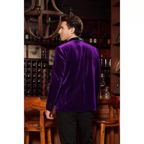 imageGRACE KARIN Mens Velvet Blazer One Button Shawl Lapel Slim Fit Suit Jacket Sport Coat Dinner Party Prom Wedding TuxedoPurple