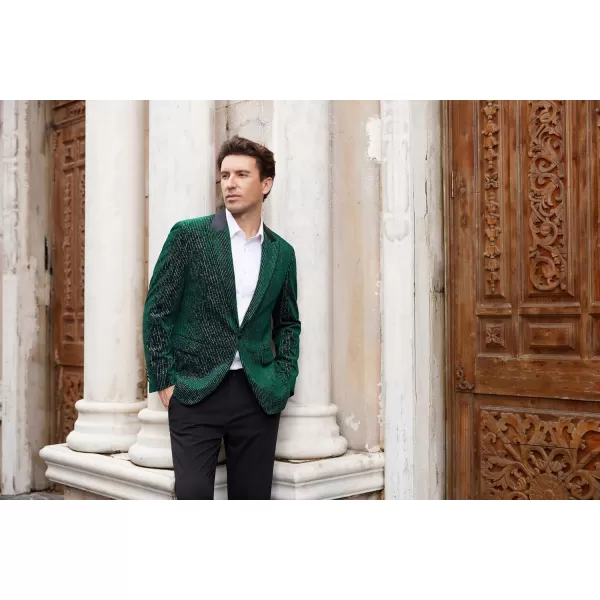 imageGRACE KARIN Mens Velvet Blazer One Button Sport Coat Tuxedo Jacket for Party Prom Wedding DinnerGreen