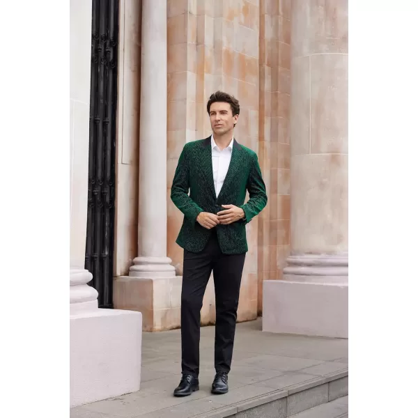 imageGRACE KARIN Mens Velvet Blazer One Button Sport Coat Tuxedo Jacket for Party Prom Wedding DinnerGreen