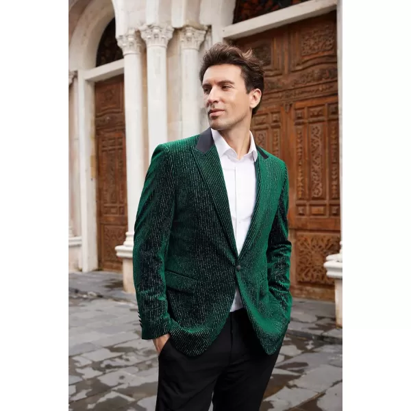 imageGRACE KARIN Mens Velvet Blazer One Button Sport Coat Tuxedo Jacket for Party Prom Wedding DinnerGreen