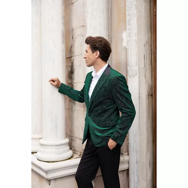 imageGRACE KARIN Mens Velvet Blazer One Button Sport Coat Tuxedo Jacket for Party Prom Wedding DinnerGreen