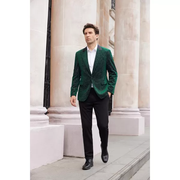 imageGRACE KARIN Mens Velvet Blazer One Button Sport Coat Tuxedo Jacket for Party Prom Wedding DinnerGreen