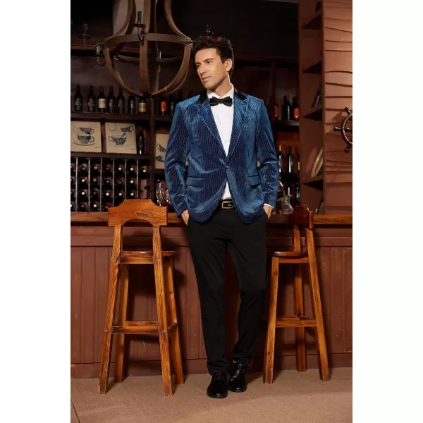 imageGRACE KARIN Mens Velvet Blazer One Button Sport Coat Tuxedo Jacket for Party Prom Wedding DinnerNavy Blue