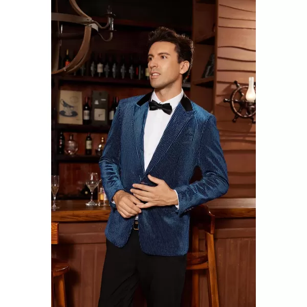 imageGRACE KARIN Mens Velvet Blazer One Button Sport Coat Tuxedo Jacket for Party Prom Wedding DinnerNavy Blue