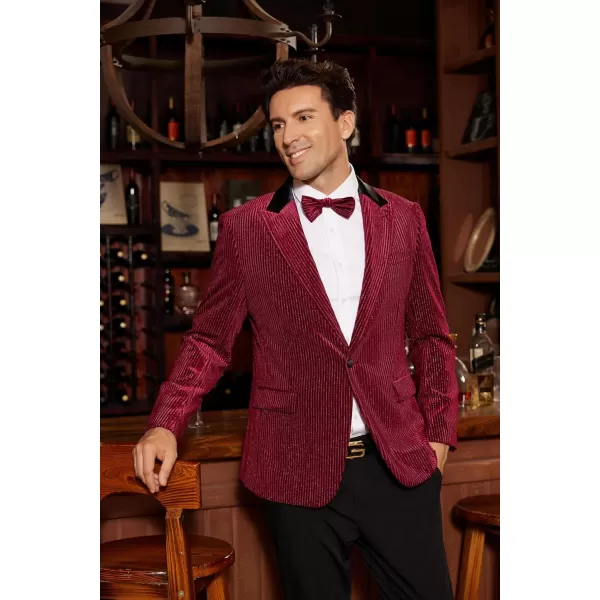 imageGRACE KARIN Mens Velvet Blazer One Button Sport Coat Tuxedo Jacket for Party Prom Wedding DinnerWine Red