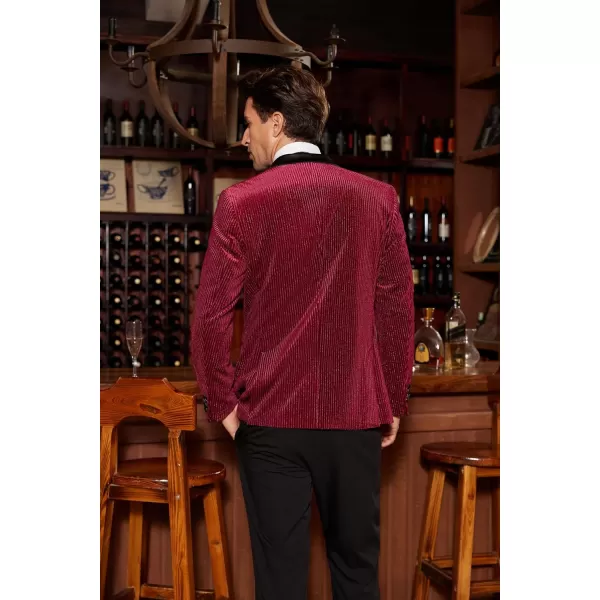 imageGRACE KARIN Mens Velvet Blazer One Button Sport Coat Tuxedo Jacket for Party Prom Wedding DinnerWine Red