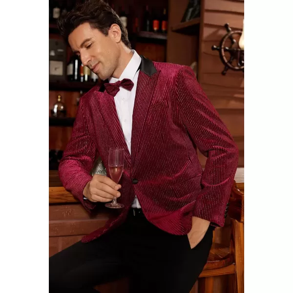 imageGRACE KARIN Mens Velvet Blazer One Button Sport Coat Tuxedo Jacket for Party Prom Wedding DinnerWine Red