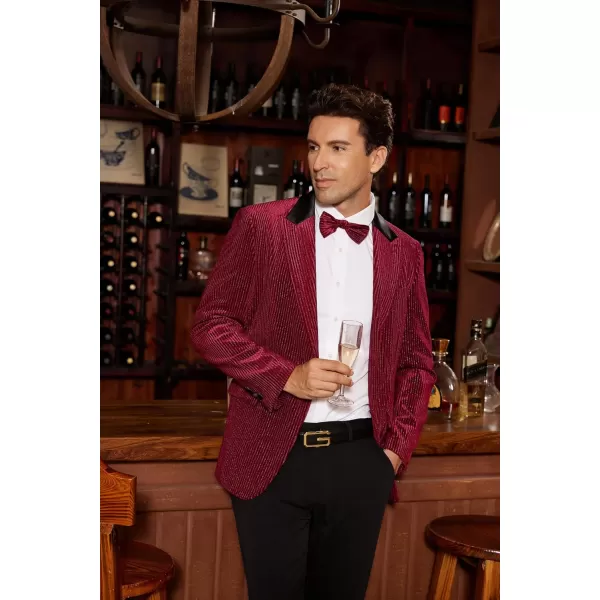 imageGRACE KARIN Mens Velvet Blazer One Button Sport Coat Tuxedo Jacket for Party Prom Wedding DinnerWine Red