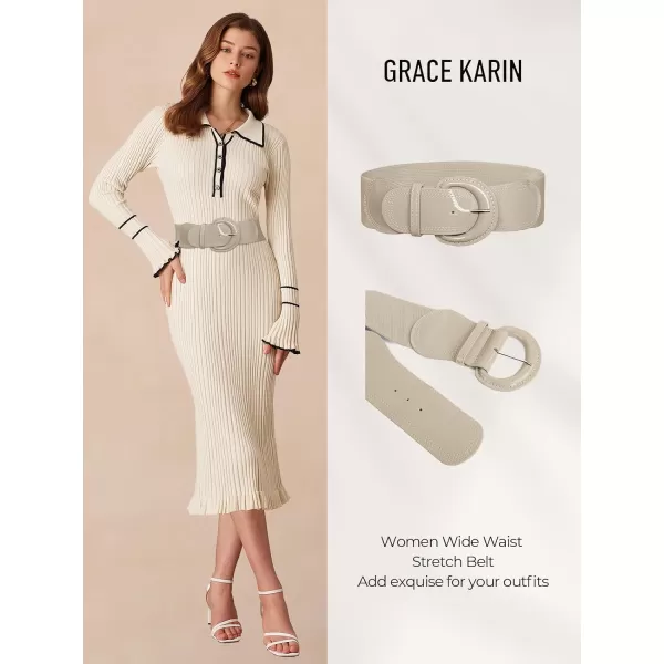 imageGRACE KARIN Womens 2024 Fashion Wide Stretchy Belt Casual Stretchy Belt for Dress SXXLApricot