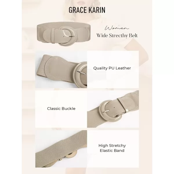 imageGRACE KARIN Womens 2024 Fashion Wide Stretchy Belt Casual Stretchy Belt for Dress SXXLApricot