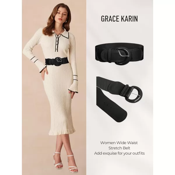 imageGRACE KARIN Womens 2024 Fashion Wide Stretchy Belt Casual Stretchy Belt for Dress SXXLBlack