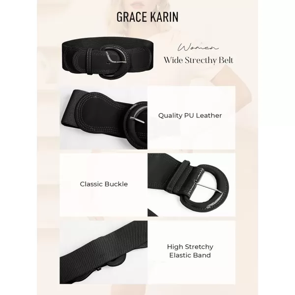 imageGRACE KARIN Womens 2024 Fashion Wide Stretchy Belt Casual Stretchy Belt for Dress SXXLBlack