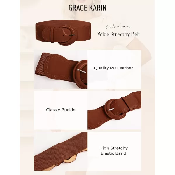 imageGRACE KARIN Womens 2024 Fashion Wide Stretchy Belt Casual Stretchy Belt for Dress SXXLBrown