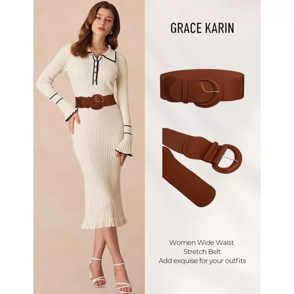 imageGRACE KARIN Womens 2024 Fashion Wide Stretchy Belt Casual Stretchy Belt for Dress SXXLBrown