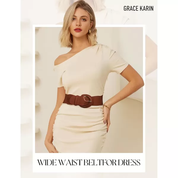 imageGRACE KARIN Womens 2024 Fashion Wide Stretchy Belt Casual Stretchy Belt for Dress SXXLBrown