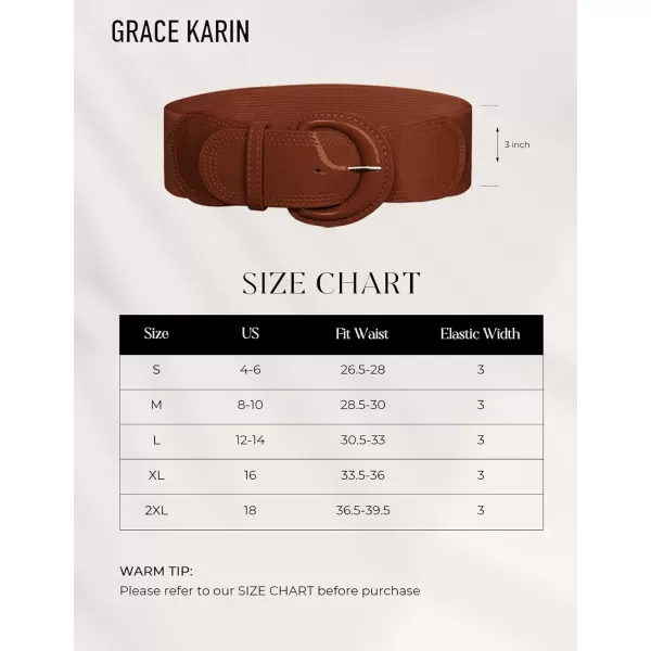 imageGRACE KARIN Womens 2024 Fashion Wide Stretchy Belt Casual Stretchy Belt for Dress SXXLBrown