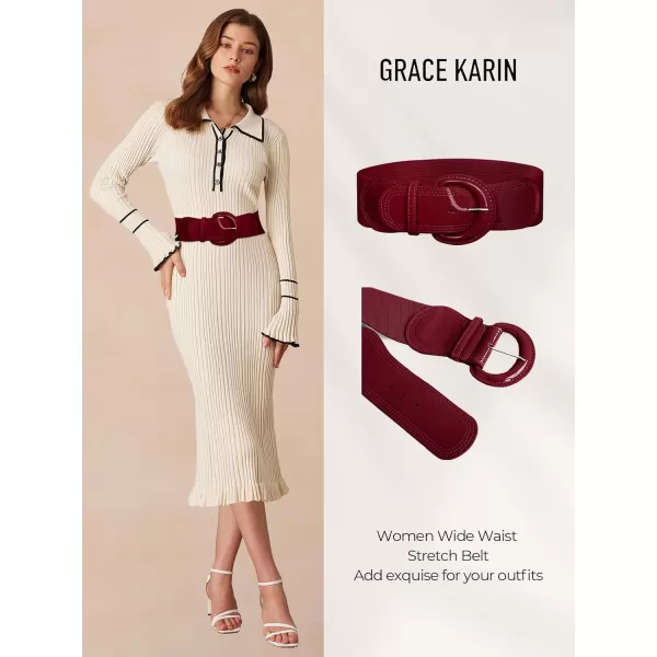 imageGRACE KARIN Womens 2024 Fashion Wide Stretchy Belt Casual Stretchy Belt for Dress SXXLBurgundy