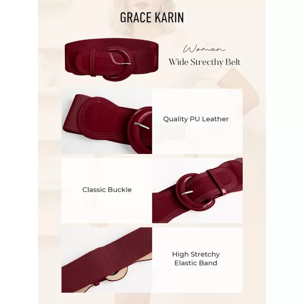 imageGRACE KARIN Womens 2024 Fashion Wide Stretchy Belt Casual Stretchy Belt for Dress SXXLBurgundy