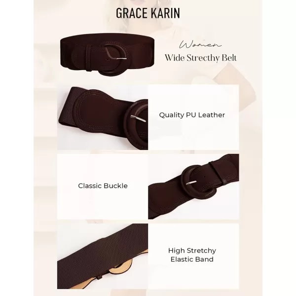 imageGRACE KARIN Womens 2024 Fashion Wide Stretchy Belt Casual Stretchy Belt for Dress SXXLCoffee