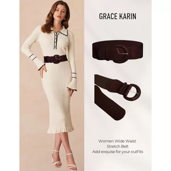 imageGRACE KARIN Womens 2024 Fashion Wide Stretchy Belt Casual Stretchy Belt for Dress SXXLCoffee