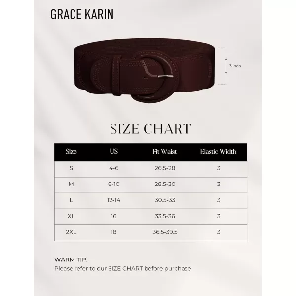 imageGRACE KARIN Womens 2024 Fashion Wide Stretchy Belt Casual Stretchy Belt for Dress SXXLCoffee