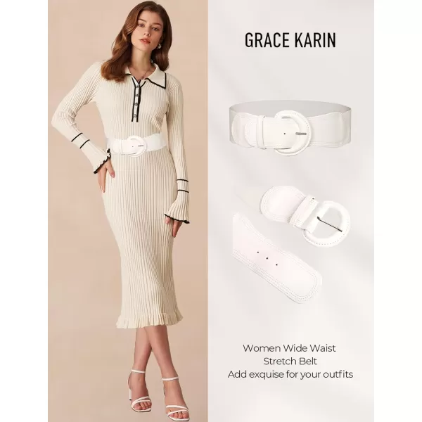 imageGRACE KARIN Womens 2024 Fashion Wide Stretchy Belt Casual Stretchy Belt for Dress SXXLIvory White