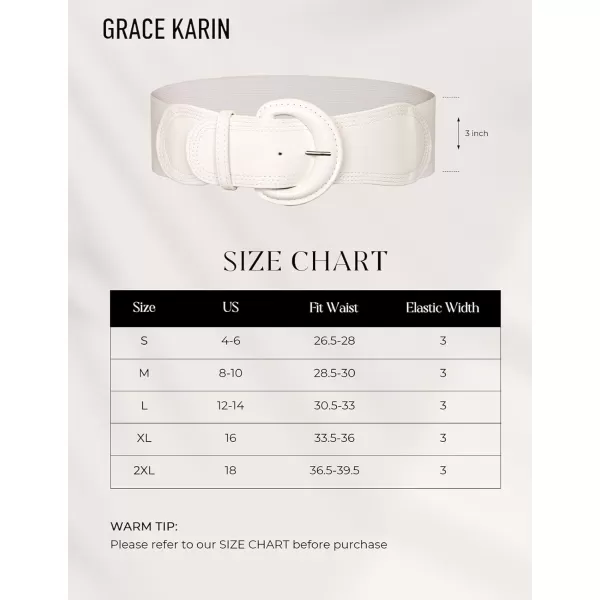 imageGRACE KARIN Womens 2024 Fashion Wide Stretchy Belt Casual Stretchy Belt for Dress SXXLIvory White