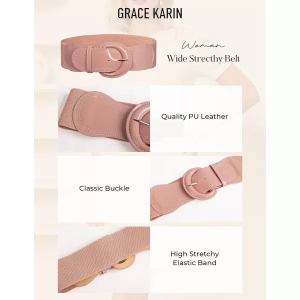 imageGRACE KARIN Womens 2024 Fashion Wide Stretchy Belt Casual Stretchy Belt for Dress SXXLLight Pink