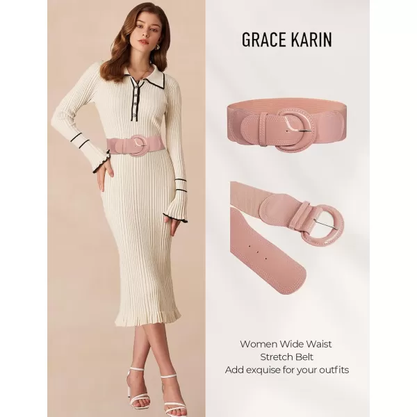 imageGRACE KARIN Womens 2024 Fashion Wide Stretchy Belt Casual Stretchy Belt for Dress SXXLLight Pink