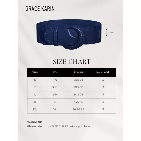 imageGRACE KARIN Womens 2024 Fashion Wide Stretchy Belt Casual Stretchy Belt for Dress SXXLNavy Blue