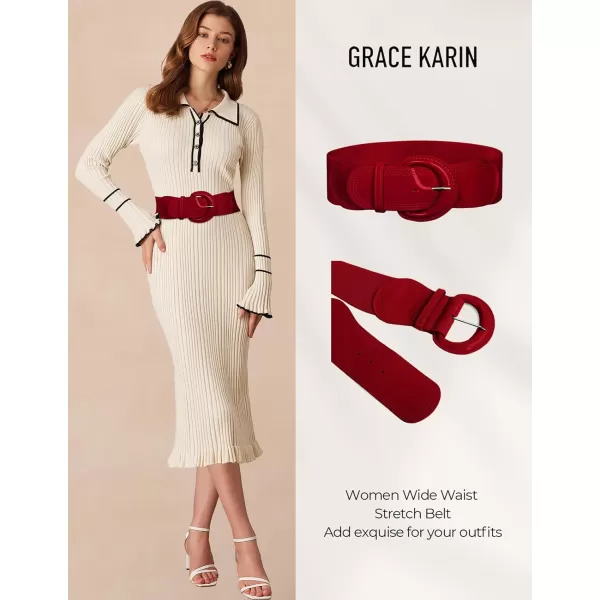 imageGRACE KARIN Womens 2024 Fashion Wide Stretchy Belt Casual Stretchy Belt for Dress SXXLRed