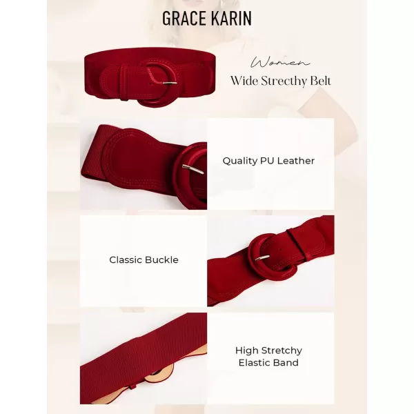 imageGRACE KARIN Womens 2024 Fashion Wide Stretchy Belt Casual Stretchy Belt for Dress SXXLRed