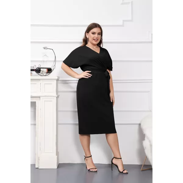 imageGRACE KARIN Womens Business Pencil Dress Short Sleeve Wedding Guest Office Work Dresses Cocktail PartyBlack