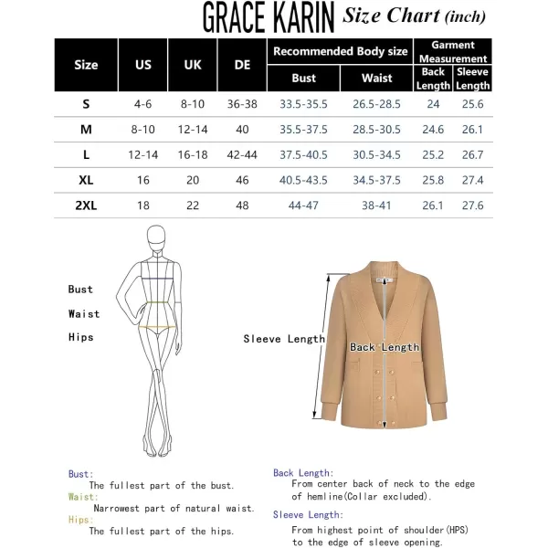 imageGRACE KARIN Womens Cardigan Sweaters V Neck Gold Buttons Double Breasted Knit Cardigans Outwear with PocketsBlack