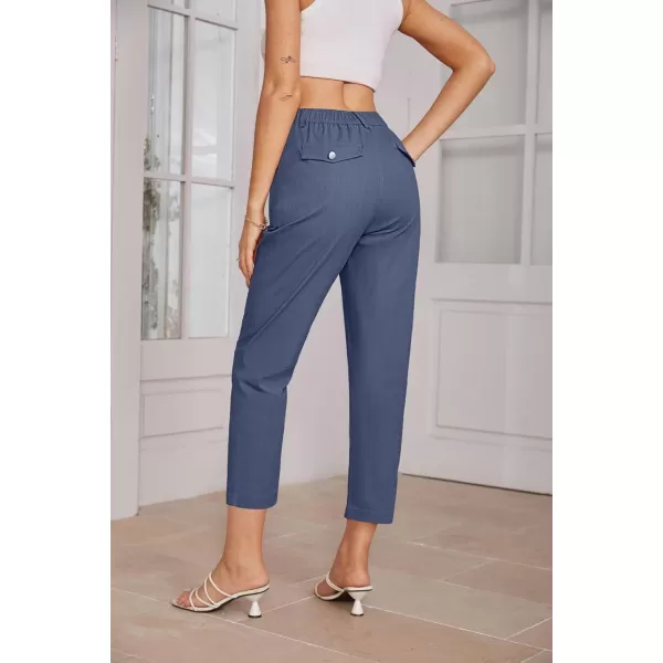 imageGRACE KARIN Womens Casual Work Pants High Waisted Business Ankle Pants Tapered Leg Trousers with PocketsDark Blue