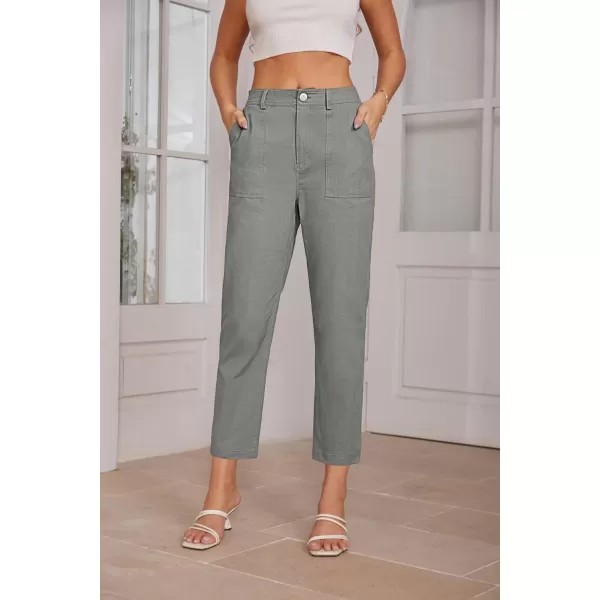 imageGRACE KARIN Womens Casual Work Pants High Waisted Business Ankle Pants Tapered Leg Trousers with PocketsGray