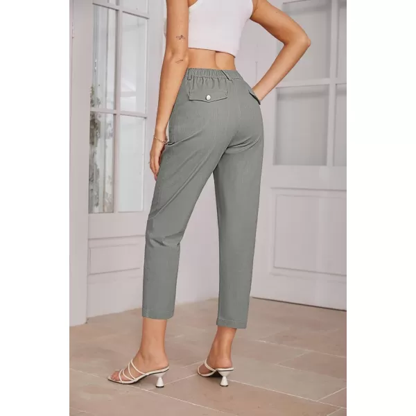 imageGRACE KARIN Womens Casual Work Pants High Waisted Business Ankle Pants Tapered Leg Trousers with PocketsGray