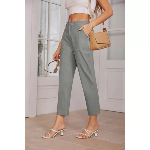 imageGRACE KARIN Womens Casual Work Pants High Waisted Business Ankle Pants Tapered Leg Trousers with PocketsGray