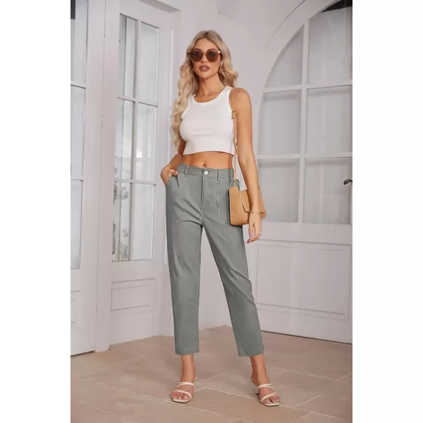 imageGRACE KARIN Womens Casual Work Pants High Waisted Business Ankle Pants Tapered Leg Trousers with PocketsGray