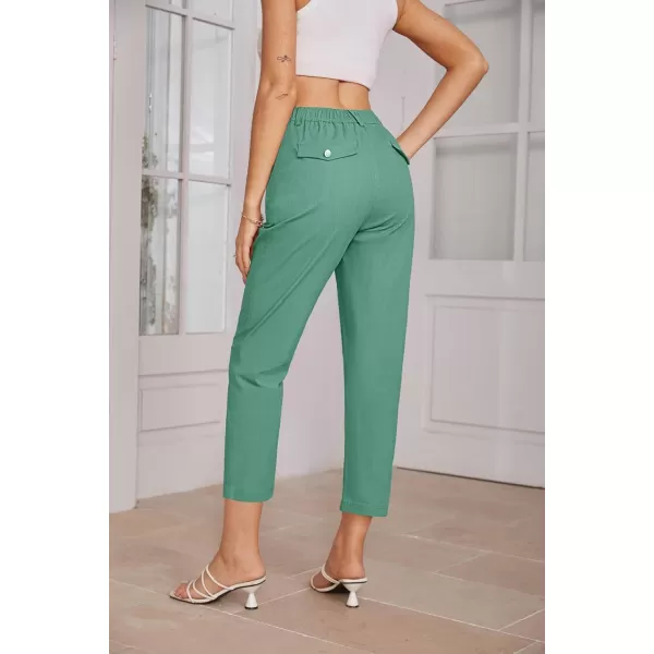 imageGRACE KARIN Womens Casual Work Pants High Waisted Business Ankle Pants Tapered Leg Trousers with PocketsLight Green