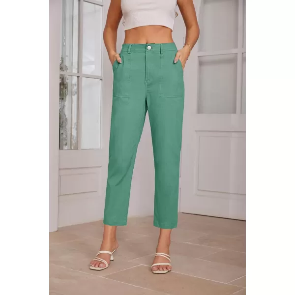 imageGRACE KARIN Womens Casual Work Pants High Waisted Business Ankle Pants Tapered Leg Trousers with PocketsLight Green