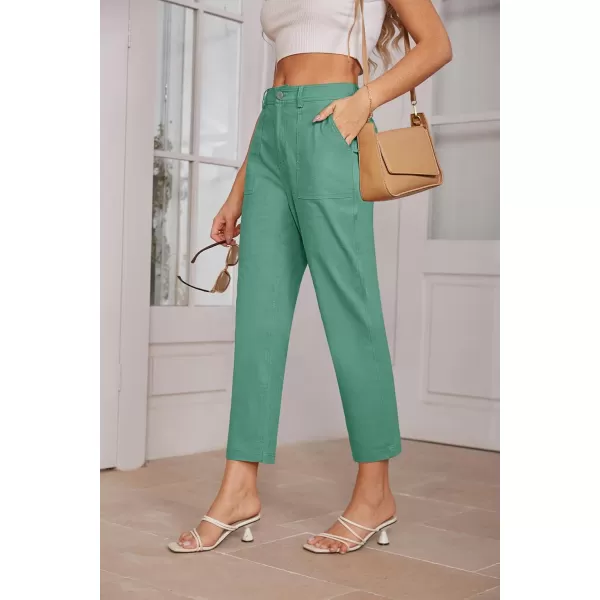 imageGRACE KARIN Womens Casual Work Pants High Waisted Business Ankle Pants Tapered Leg Trousers with PocketsLight Green