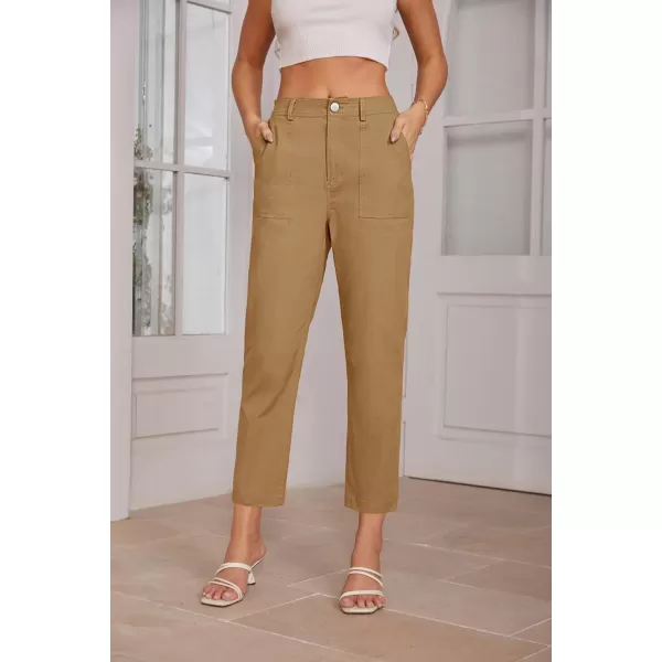 imageGRACE KARIN Womens Casual Work Pants High Waisted Business Ankle Pants Tapered Leg Trousers with PocketsYellow